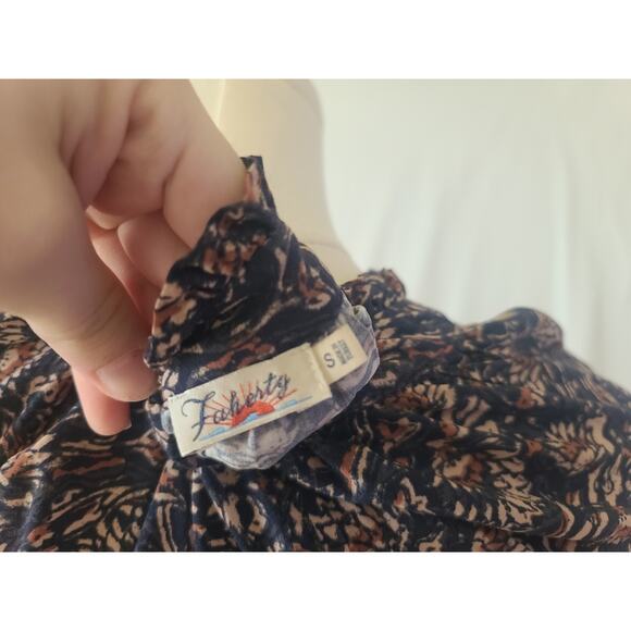 Faherty Womens Artisan Block Print Multicolor Portia Blouse Top Small - Picture 8 of 8